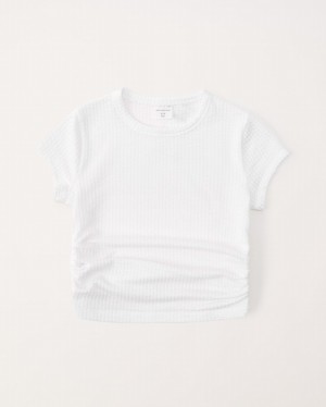 T Shirts Abercrombie Textured Side Ruched Fille Blanche | HUAMBN-624