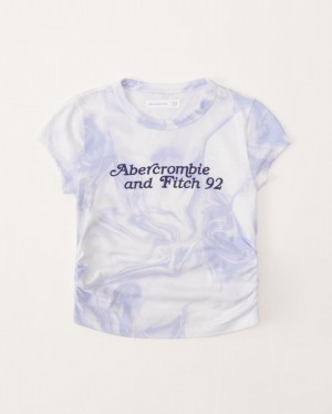 T Shirts Abercrombie Tie-dye Logo Side Ruched Fille Bleu | AOHZWN-256