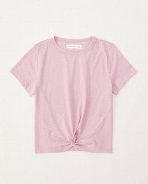 T Shirts Abercrombie Twist-front Fille Rose | RECPWA-637