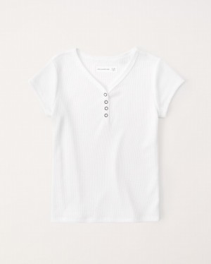 T Shirts Abercrombie Waffle Henley Fille Blanche | MIAJPX-769