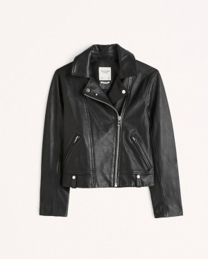 Vestes Abercrombie Genuine Leather Moto Femme Noir | RPBWCN-374