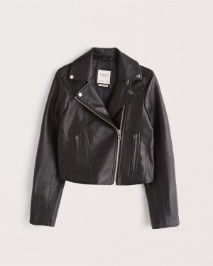 Vestes Abercrombie Vegan Leather Moto Femme Noir | YJKMCL-809