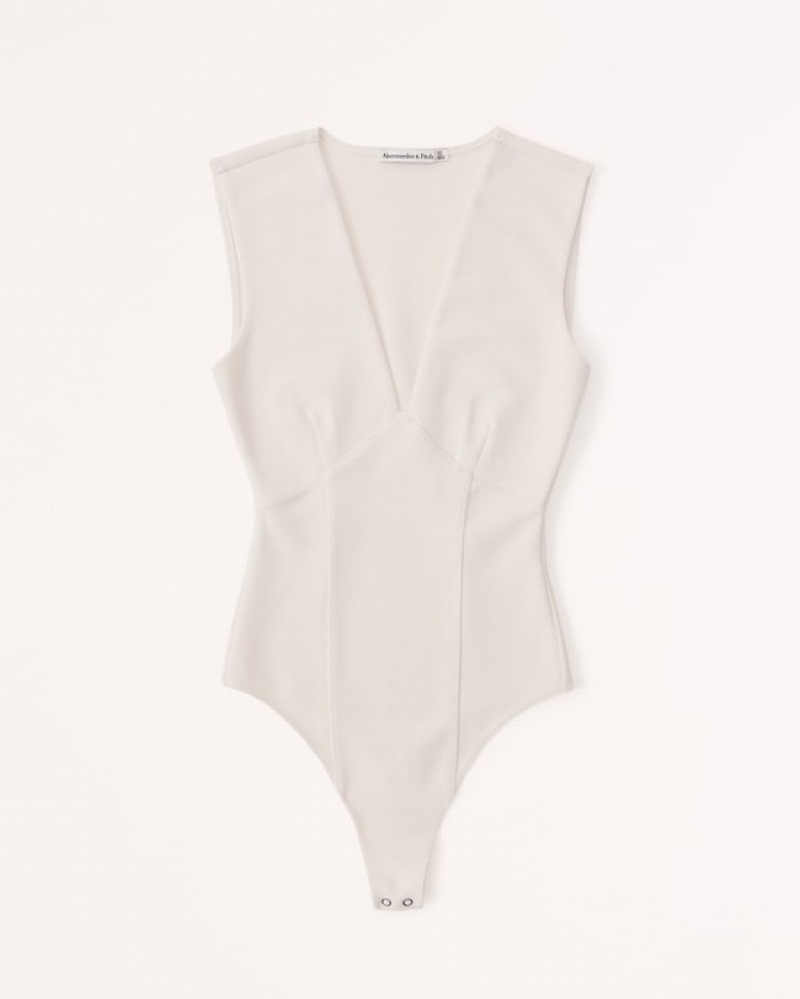 Body Abercrombie Crepe Plunge Femme  Blanche | MLEQXB-542