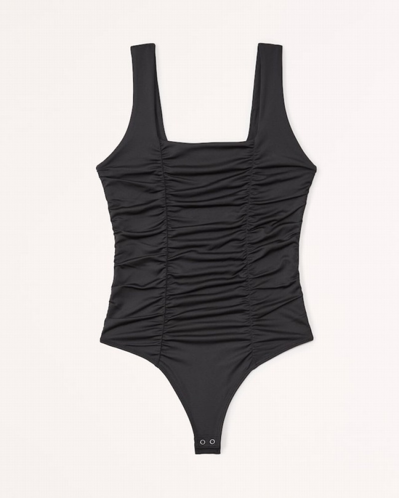 Body Abercrombie Sleek Seamless Fabric Ruched Squareneck Femme  Noir | DLHTVS-216