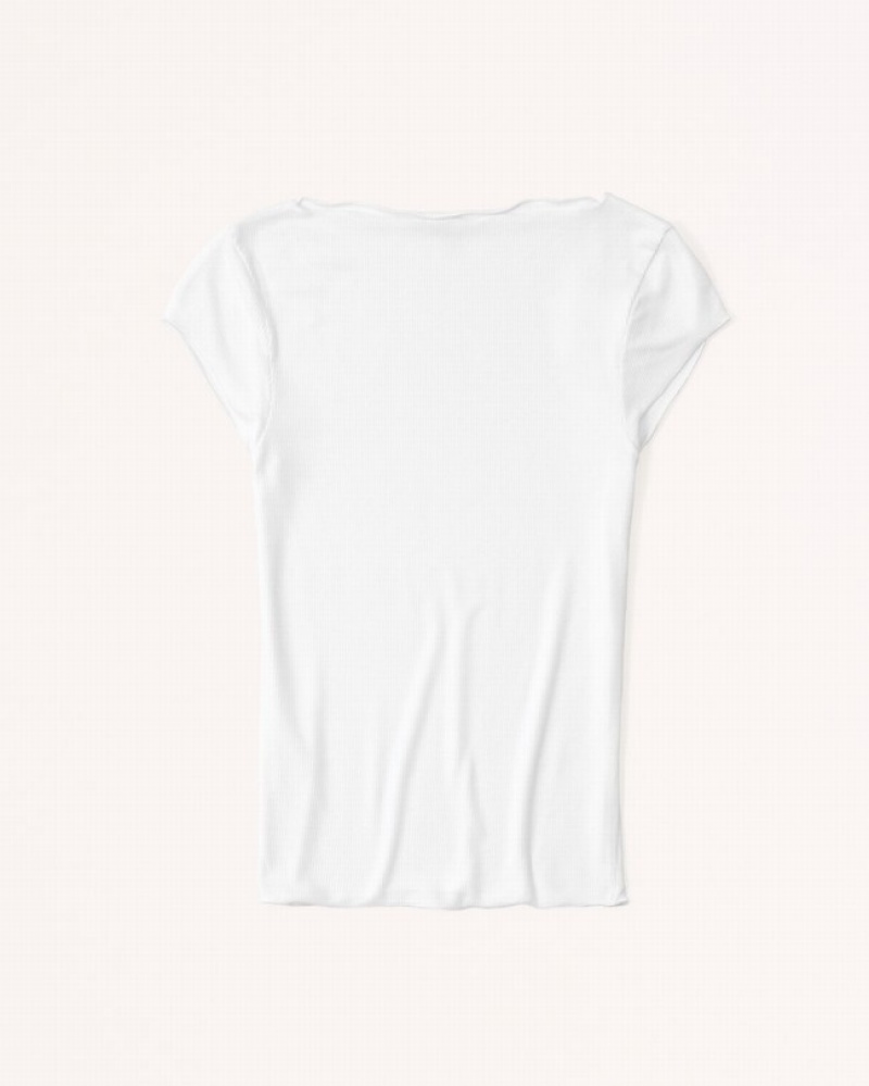 Chemises Abercrombie Corta-sleeve Featherweight Rib Slash Femme  Blanche | MPWOUF-091