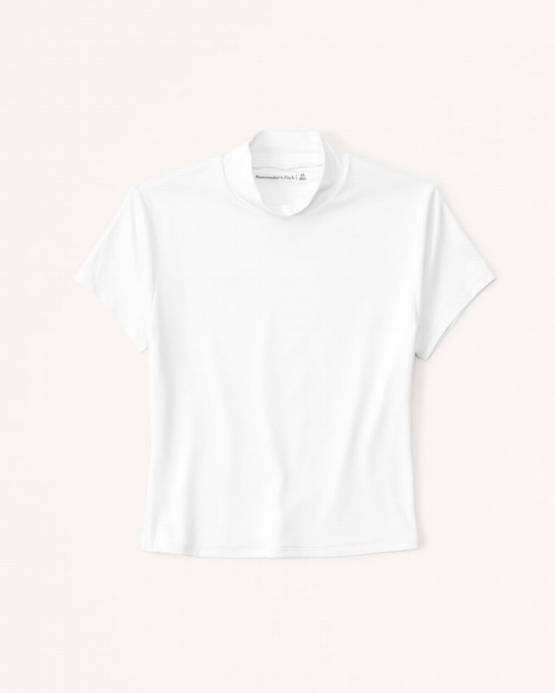 Chemises Abercrombie Corta-sleeve Sleek Seamless Fabric Mockneck Femme  Blanche | VSGAZP-512