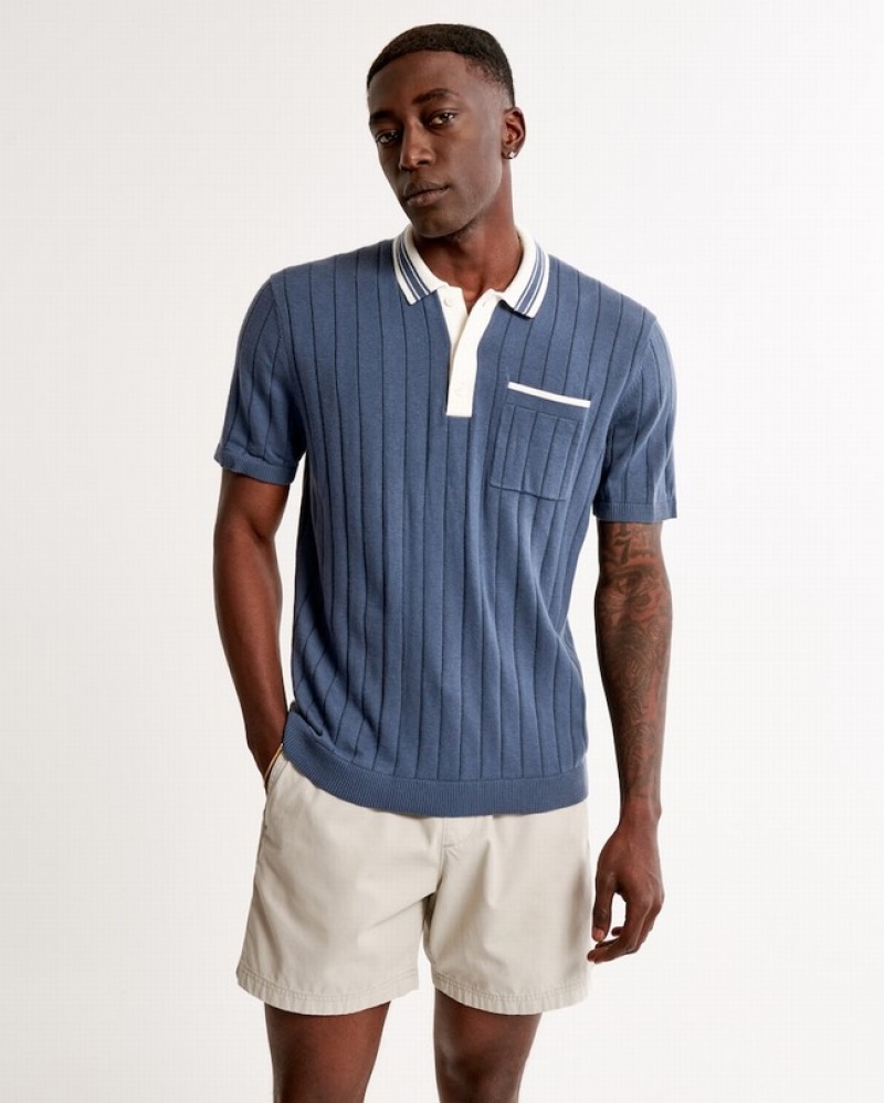 Polos Abercrombie Sideline-style Homme  Bleu Clair | GWTJEC-783