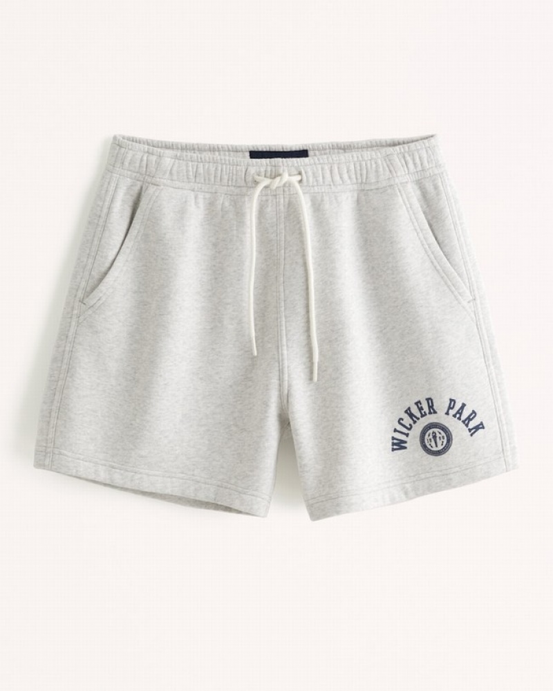 Short Abercrombie 6 Inch Graphic Fleece Homme  Grise Clair | INYHDO-240