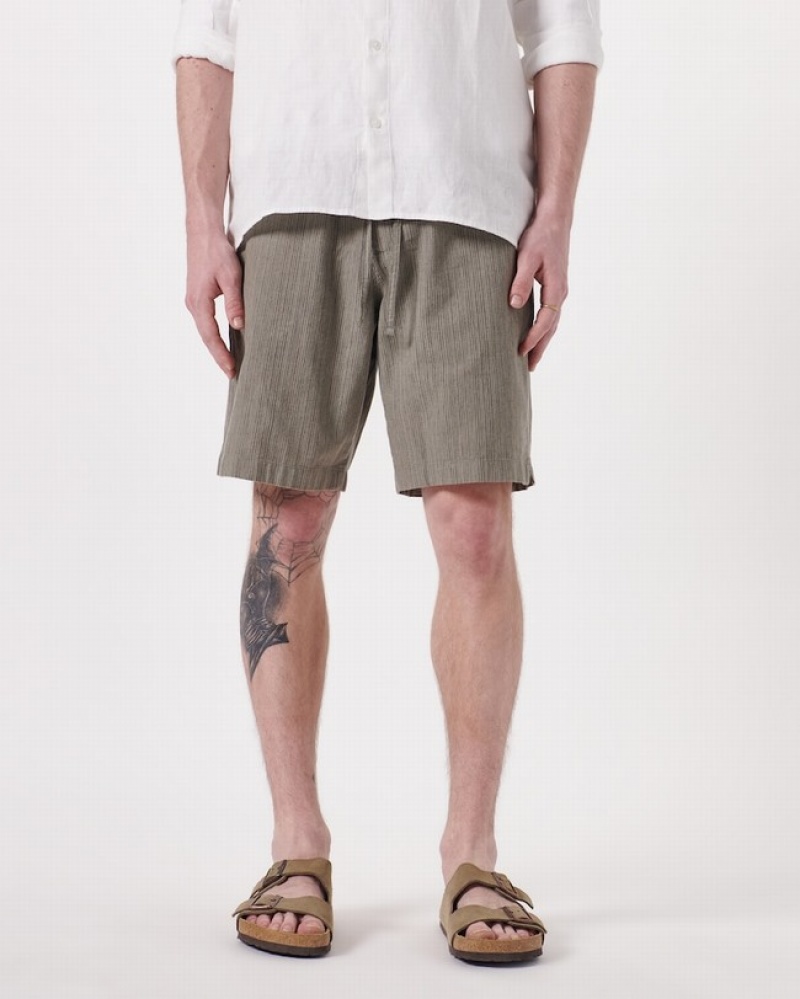 Short Abercrombie 9 Inch Linen-blend Pull-on Homme    Stripes | ZXWPFR-831