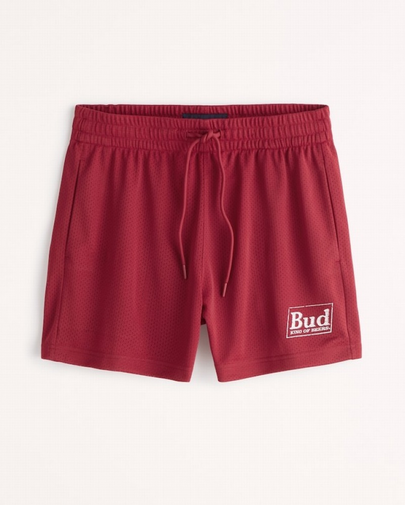 Short Abercrombie Budweiser 6 Inch Graphic Mesh Homme  Rouge | EZKCNS-428