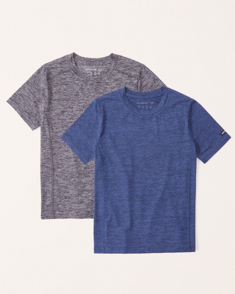 T Shirts Abercrombie 2-pack Active Airknit Garcon  Grise Bleu | RUMVYT-801