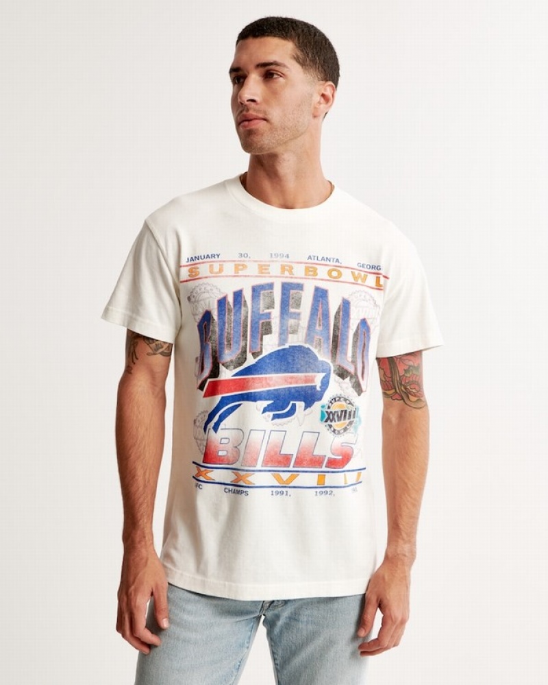 T Shirts Abercrombie Buffalo Bills Graphic Homme  Blanche | BQWTUL-841