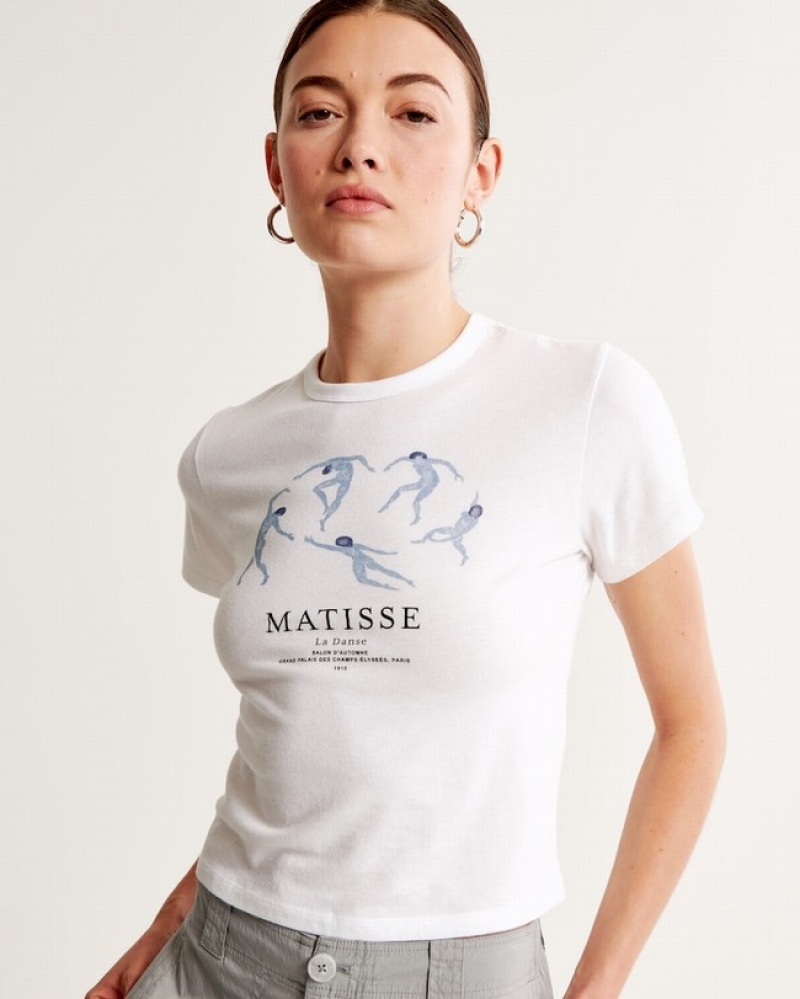 T Shirts Abercrombie Corta-sleeve Matisse Graphic Skimming Femme  Blanche | BDYLZU-960