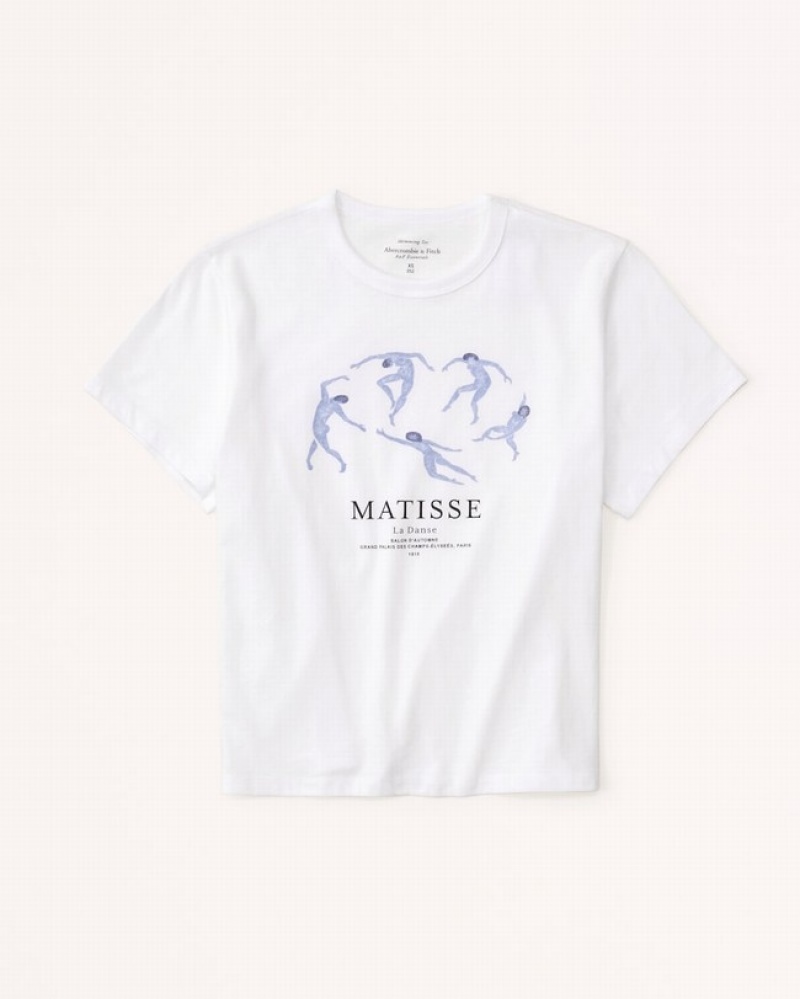 T Shirts Abercrombie Corta-sleeve Matisse Graphic Skimming Femme  Blanche | BDYLZU-960