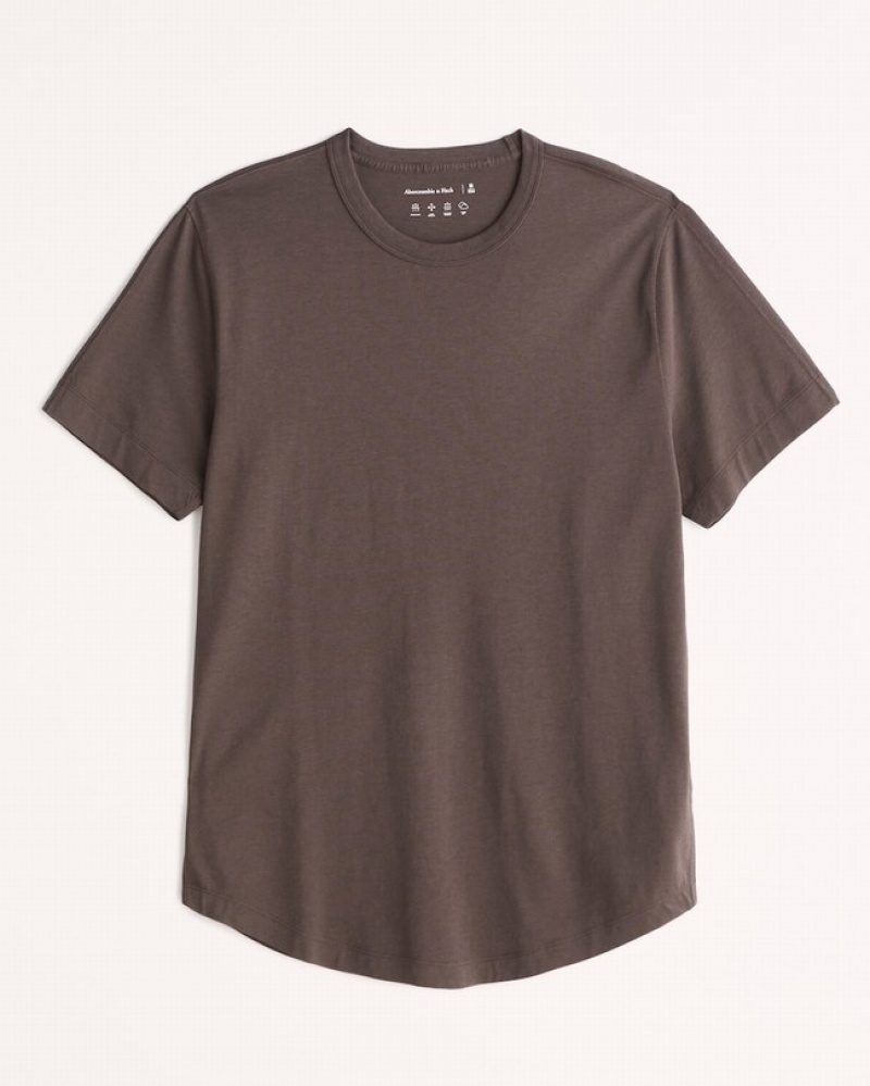 T Shirts Abercrombie Coton-modal Curved Hem Homme  Marron | YFRXLN-340