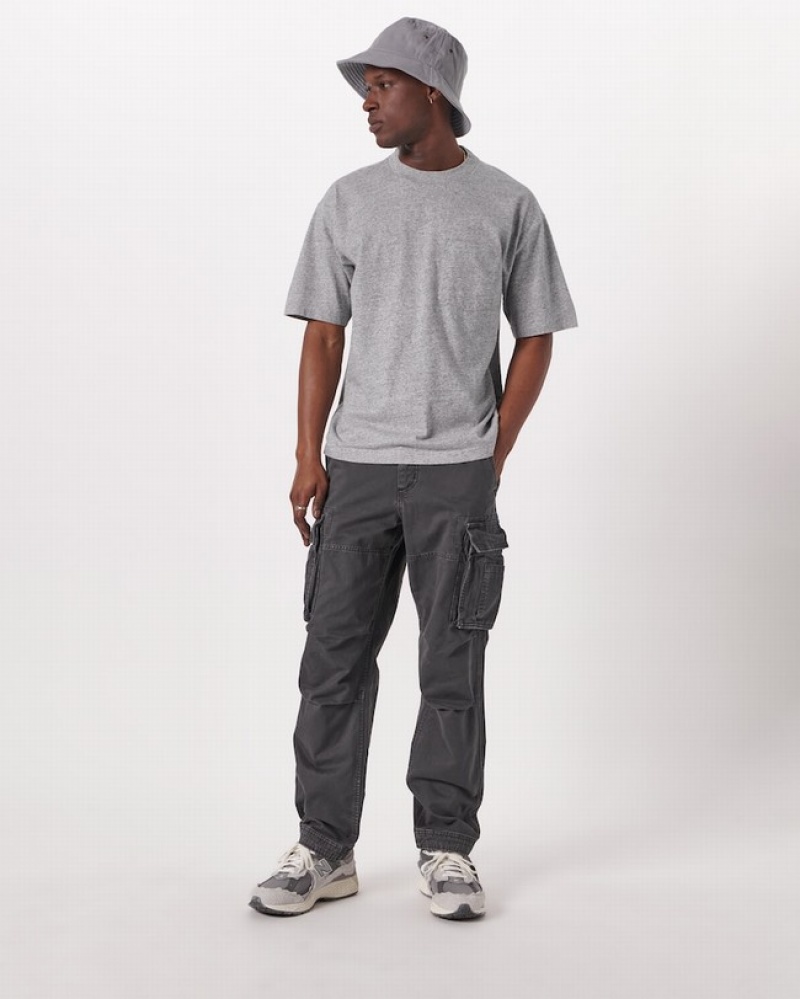 T Shirts Abercrombie Essential Oversized Pocket Homme  Grise | LDFGOQ-908