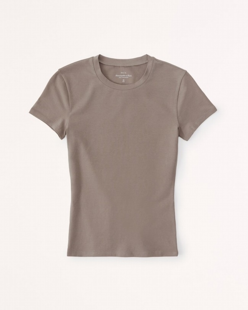 T Shirts Abercrombie Essential Tuckable Baby Femme  Grise Marron | RSVHWL-854