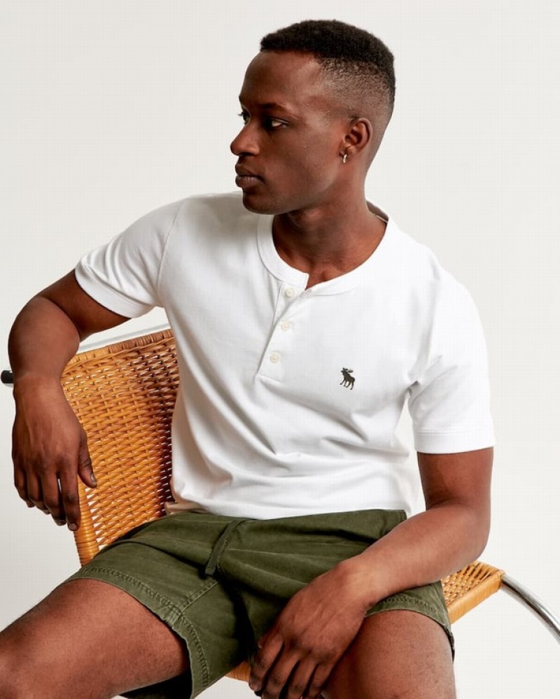 T Shirts Abercrombie Icon Henley Homme  Blanche | YUEJXG-971