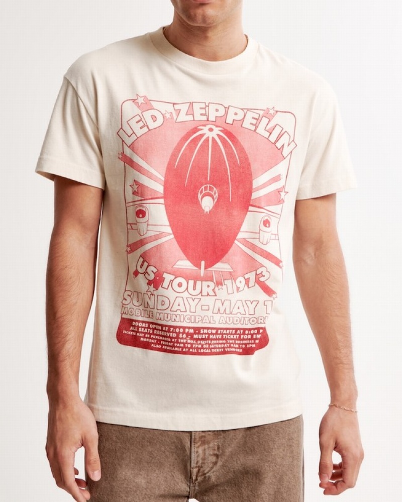 T Shirts Abercrombie Led Zeppelin Graphic Homme  Blanche | PUSXVZ-024
