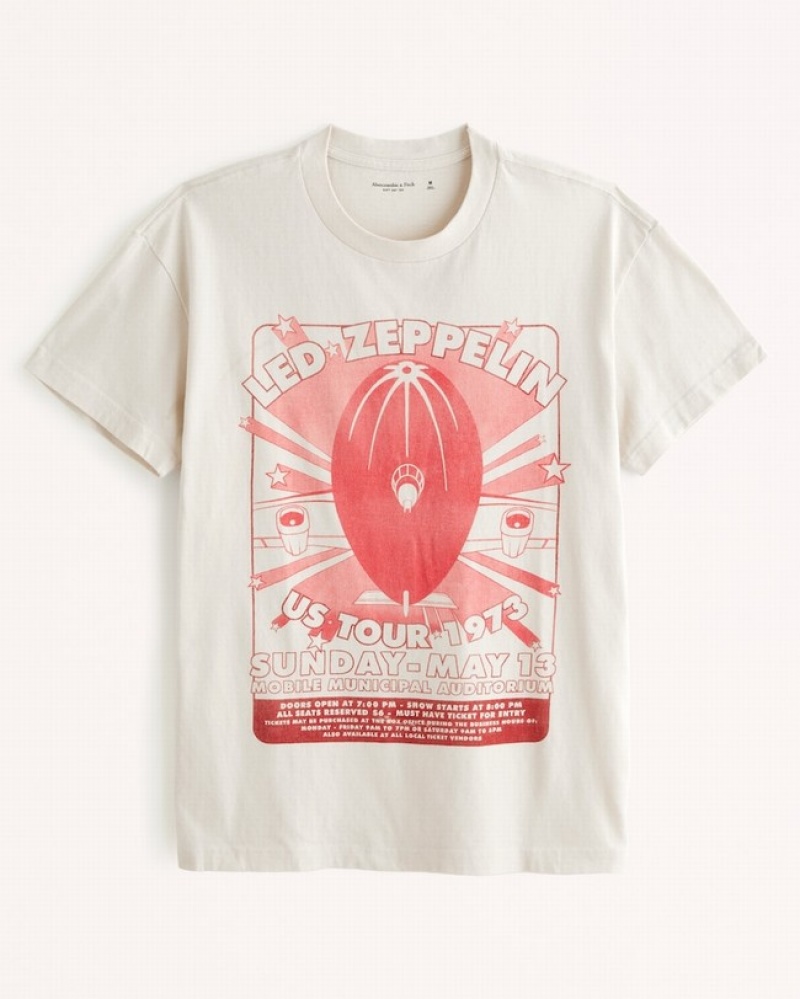 T Shirts Abercrombie Led Zeppelin Graphic Homme  Blanche | PUSXVZ-024